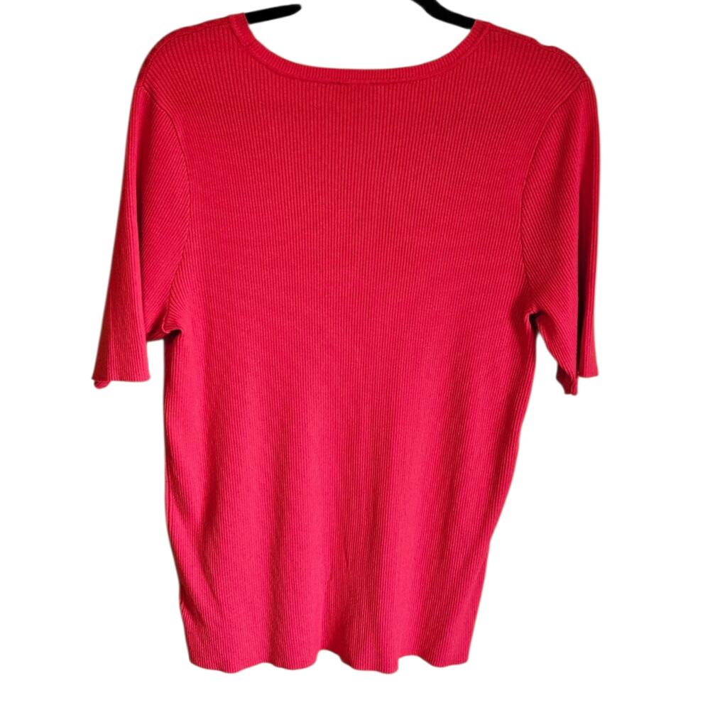 Jones New York Red Ribbed Short Sleeve Sweater Top Size 2X - Picture 5 of 5